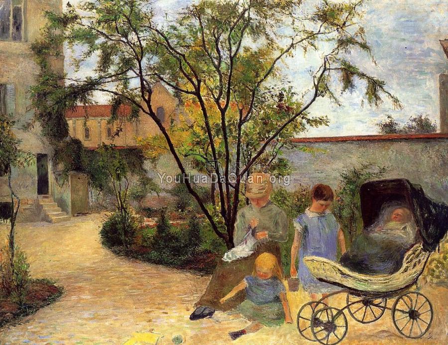 The Family in the Garden, rue Carcel - 保罗·高更